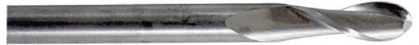 Hertel - 1" Diam, 3" LOC, 2 Flute Solid Carbide Ball End Mill - Uncoated, Single End, 6" OAL, 1" Shank Diam - Apex Tool & Supply