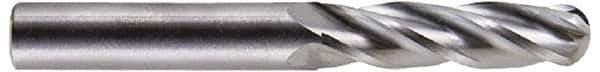 Hertel - 7/16" Diam, 3" LOC, 4 Flute Solid Carbide Ball End Mill - Uncoated, Single End, 6" OAL, 7/16" Shank Diam - Apex Tool & Supply