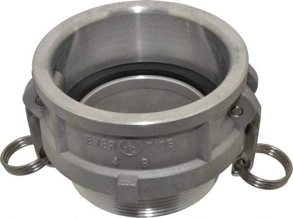 EVER-TITE Coupling Products - 4" Aluminum Cam & Groove Suction & Discharge Hose Female Coupler Male NPT Thread - Part B, 4" Thread, 100 Max psi - Apex Tool & Supply