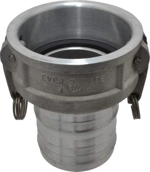 EVER-TITE Coupling Products - 4" Aluminum Cam & Groove Suction & Discharge Hose Female Coupler Hose Shank - Part C, 100 Max psi - Apex Tool & Supply