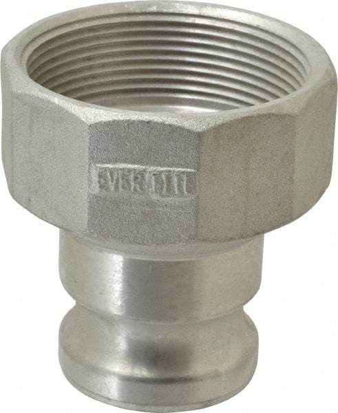 EVER-TITE Coupling Products - 2" Aluminum Cam & Groove Suction & Discharge Hose Male Adapter Female NPT Thread - Part A, 3" Thread, 250 Max psi - Apex Tool & Supply