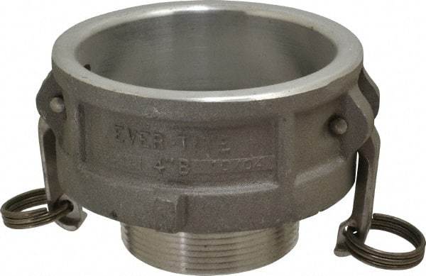 EVER-TITE Coupling Products - 4" Aluminum Cam & Groove Suction & Discharge Hose Female Coupler Male NPT Thread - Part B, 3" Thread, 100 Max psi - Apex Tool & Supply