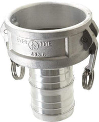 EVER-TITE Coupling Products - 4" Aluminum Cam & Groove Suction & Discharge Hose Female Coupler Hose Shank - Part C, 100 Max psi - Apex Tool & Supply
