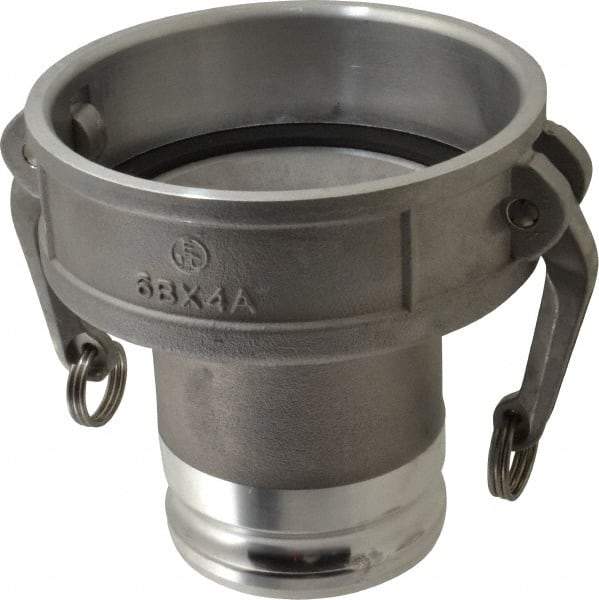 EVER-TITE Coupling Products - 6" Aluminum Cam & Groove Suction & Discharge Hose Female Coupler Male Adapter - 4" Thread, 75 Max psi - Apex Tool & Supply
