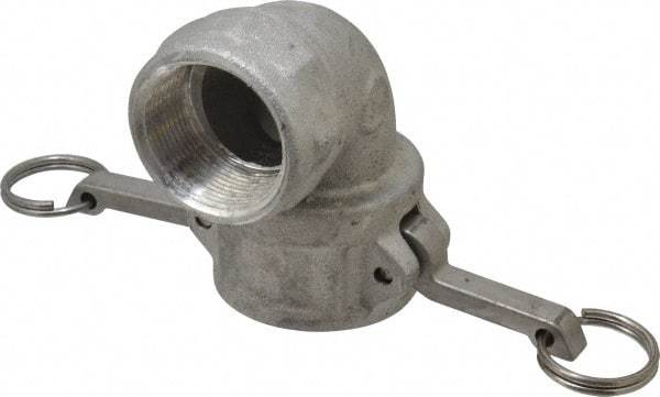 EVER-TITE Coupling Products - 1-1/2" Aluminum Cam & Groove Suction & Discharge Hose Female Coupler Female NPT Thread, 90° - Part D, 1-1/2" Thread, 250 Max psi - Apex Tool & Supply