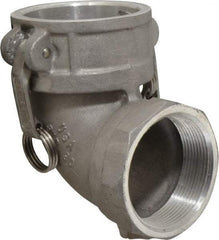 EVER-TITE Coupling Products - 3" Aluminum Cam & Groove Suction & Discharge Hose Female Coupler Female NPT Thread, 90° - Part D, 3" Thread, 125 Max psi - Apex Tool & Supply