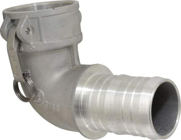 EVER-TITE Coupling Products - 3" Aluminum Cam & Groove Suction & Discharge Hose Female Coupler Hose Shank, 90° - Part C, 125 Max psi - Apex Tool & Supply