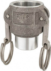 EVER-TITE Coupling Products - 1" Aluminum Cam & Groove Suction & Discharge Hose Female Coupler Female NPT Thread - Part D, 1" Butt Weld Thread, 250 Max psi - Apex Tool & Supply