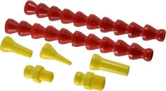 Value Collection - 7 Piece, 13" Hose Length, 1/16, 1/4 & 1/8" Nozzle Diam, 1/4" Hose ID, Coolant Hose Kit - 1/8 & 1/4" NPT For Snap Flow Modular Hose Systems - Apex Tool & Supply