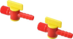 Value Collection - 2 Piece, 1/4" ID Coolant Hose Nipple Valve - Male to Female Connection, POM Body, 1/4 NPT, Use with Snap Together Hose Systems - Apex Tool & Supply