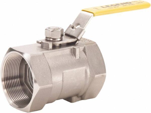 Legend Valve - 1/8" Pipe, Standard Port, Stainless Steel Standard Ball Valve - 1 Piece, FNPT x FNPT Ends, Lever Handle, 800 WOG, 150 WSP - Apex Tool & Supply