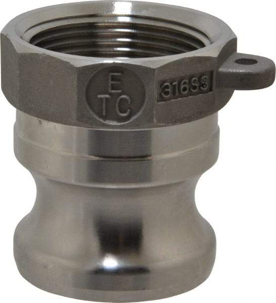 EVER-TITE Coupling Products - 1-1/4" Stainless Steel Cam & Groove Suction & Discharge Hose Male Adapter Female NPT Thread - Part A, 1-1/4" Thread, 250 Max psi - Apex Tool & Supply