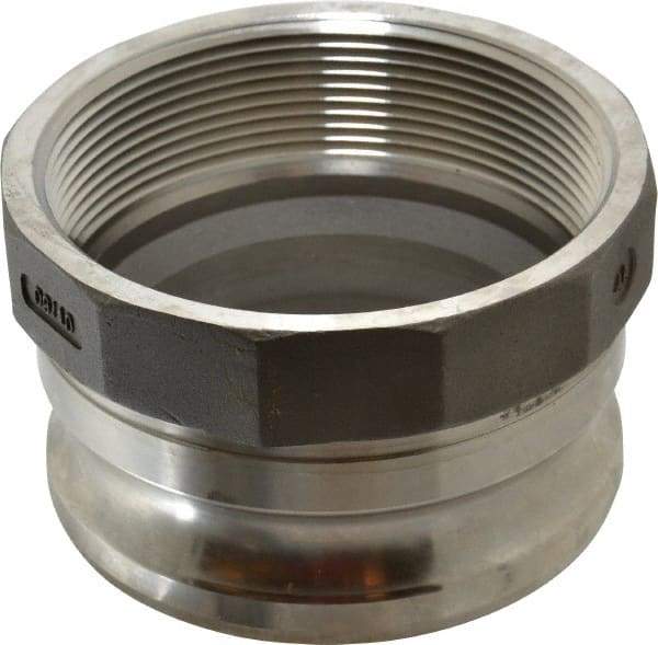 EVER-TITE Coupling Products - 4" Stainless Steel Cam & Groove Suction & Discharge Hose Male Adapter Female NPT Thread - Part A, 4" Thread, 100 Max psi - Apex Tool & Supply