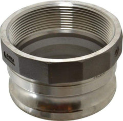 EVER-TITE Coupling Products - 4" Stainless Steel Cam & Groove Suction & Discharge Hose Male Adapter Female NPT Thread - Part A, 4" Thread, 100 Max psi - Apex Tool & Supply