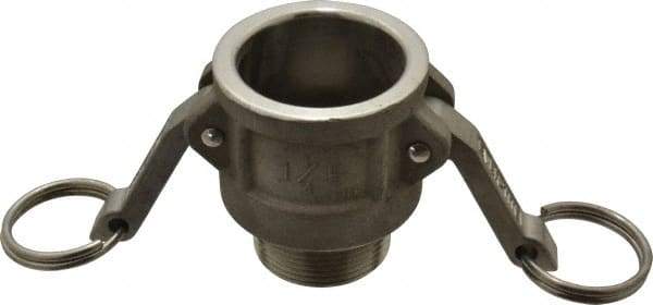 EVER-TITE Coupling Products - 1-1/4" Stainless Steel Cam & Groove Suction & Discharge Hose Female Coupler Male NPT Thread - Part B, 1-1/4" Thread, 250 Max psi - Apex Tool & Supply