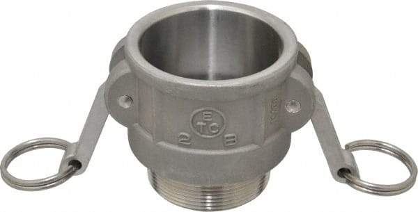 EVER-TITE Coupling Products - 2" Stainless Steel Cam & Groove Suction & Discharge Hose Female Coupler Male NPT Thread - Part B, 2" Thread, 250 Max psi - Apex Tool & Supply