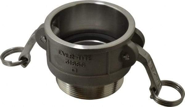 EVER-TITE Coupling Products - 3" Stainless Steel Cam & Groove Suction & Discharge Hose Female Coupler Male NPT Thread - Part B, 3" Thread, 200 Max psi - Apex Tool & Supply