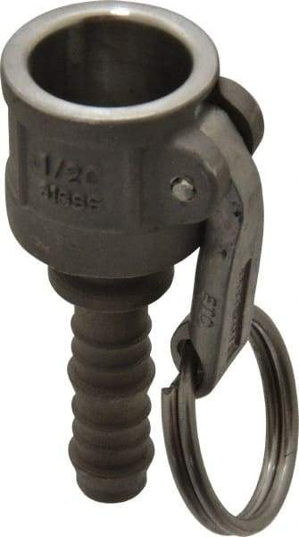 EVER-TITE Coupling Products - 1/2" Stainless Steel Cam & Groove Suction & Discharge Hose Female Coupler Hose Shank - Part C, 250 Max psi - Apex Tool & Supply
