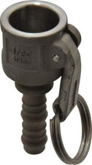 EVER-TITE Coupling Products - 1/2" Stainless Steel Cam & Groove Suction & Discharge Hose Female Coupler Hose Shank - Part C, 250 Max psi - Apex Tool & Supply