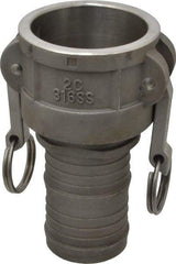 EVER-TITE Coupling Products - 2" Stainless Steel Cam & Groove Suction & Discharge Hose Female Coupler Hose Shank - Part C, 250 Max psi - Apex Tool & Supply