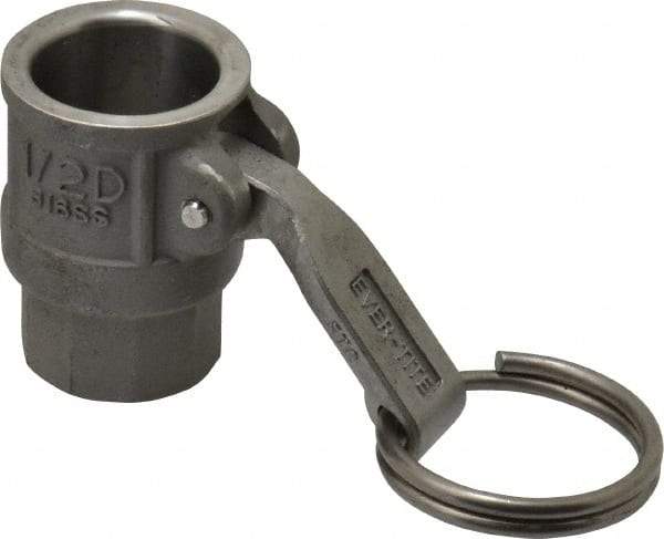 EVER-TITE Coupling Products - 1/2" Stainless Steel Cam & Groove Suction & Discharge Hose Female Coupler Female NPT Thread - Part D, 1/2" Thread, 250 Max psi - Apex Tool & Supply