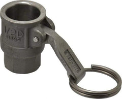 EVER-TITE Coupling Products - 1/2" Stainless Steel Cam & Groove Suction & Discharge Hose Female Coupler Female NPT Thread - Part D, 1/2" Thread, 250 Max psi - Apex Tool & Supply