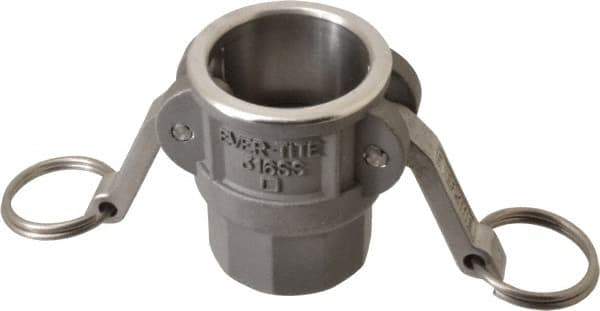 EVER-TITE Coupling Products - 1-1/4" Stainless Steel Cam & Groove Suction & Discharge Hose Female Coupler Female NPT Thread - Part D, 1-1/4" Thread, 250 Max psi - Apex Tool & Supply