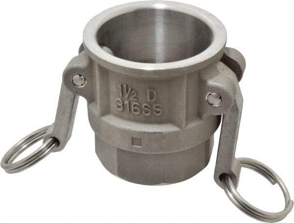 EVER-TITE Coupling Products - 1-1/2" Stainless Steel Cam & Groove Suction & Discharge Hose Female Coupler Female NPT Thread - Part D, 1-1/2" Thread, 250 Max psi - Apex Tool & Supply