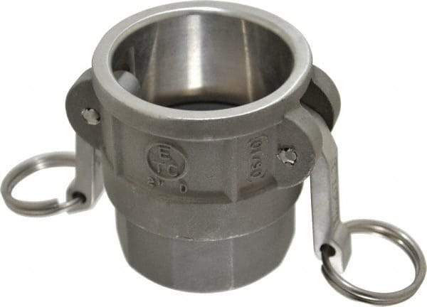 EVER-TITE Coupling Products - 2" Stainless Steel Cam & Groove Suction & Discharge Hose Female Coupler Female NPT Thread - Part D, 2" Thread, 250 Max psi - Apex Tool & Supply