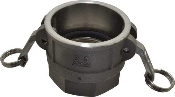 EVER-TITE Coupling Products - 3" Stainless Steel Cam & Groove Suction & Discharge Hose Female Coupler Female NPT Thread - Part D, 3" Thread, 200 Max psi - Apex Tool & Supply
