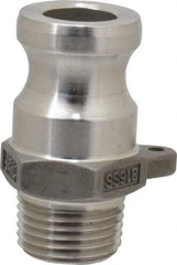 EVER-TITE Coupling Products - 1/2" Stainless Steel Cam & Groove Suction & Discharge Hose Male Adapter Male NPT Thread - Part F, 1/2" Thread, 250 Max psi - Apex Tool & Supply