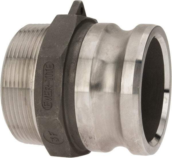 EVER-TITE Coupling Products - 3" Stainless Steel Cam & Groove Suction & Discharge Hose Male Adapter Male NPT Thread - Part F, 3" Thread, 200 Max psi - Apex Tool & Supply