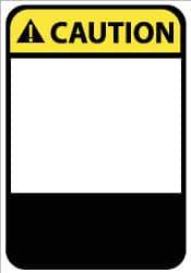 NMC - Accident Prevention Label, Header: CAUTION - Legend: CAUTION, English, Black, Yellow & White, 5" Long x 3" High, Sign Muscle Finish - Apex Tool & Supply