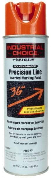 Rust-Oleum - 17 fl oz Orange Marking Paint - 600' to 700' Coverage at 1" Wide, Solvent-Based Formula - Apex Tool & Supply