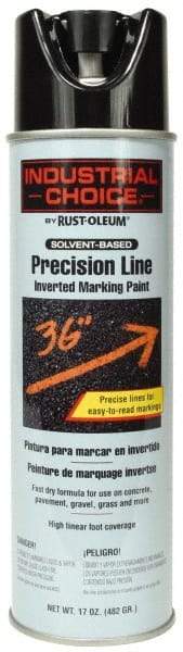 Rust-Oleum - 17 fl oz Black Marking Paint - 600' to 700' Coverage at 1" Wide, Solvent-Based Formula - Apex Tool & Supply
