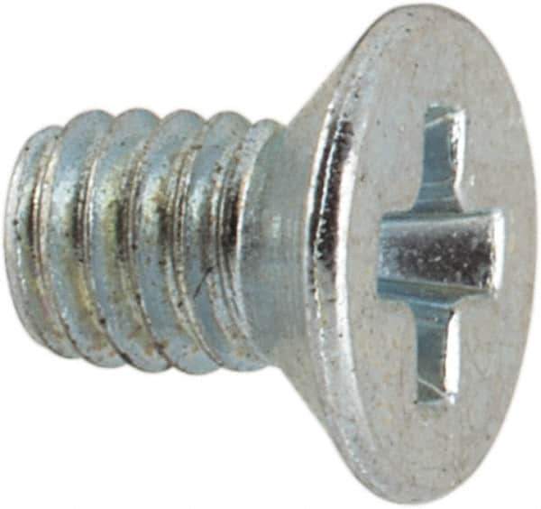 Value Collection - M2.5x0.45 Metric Coarse, 4mm OAL Phillips Drive Machine Screw - Flat Head, Grade 4.8 Steel, Zinc-Plated Finish, Without Washer - Apex Tool & Supply