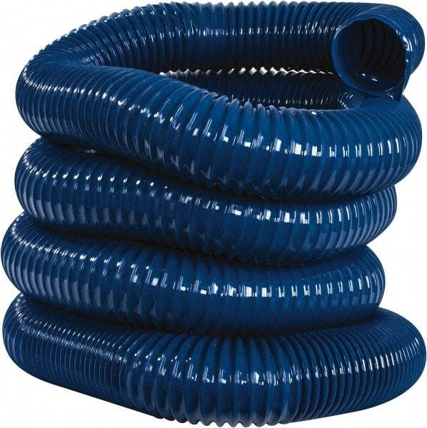Hi-Tech Duravent - 4" ID, 25' Long, PVC Blower & Duct Hose - Blue, 5-1/2" Bend Radius, 17 In/Hg, 11 Max psi, -20 to 180°F, Abrasion and Chemical Resistant - Apex Tool & Supply