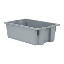Quantum Storage - 75 Lb Load Capacity Gray Polyethylene Tote Container - Stacking, Nesting, 18" Long x 11" Wide x 6" High - Apex Tool & Supply