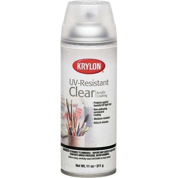 Krylon - Crystal Clear, Flat, Acrylic Coating Spray Paint - 15 to 20 Sq Ft per Can, 16 oz Container - Apex Tool & Supply