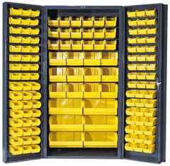Quantum Storage - 132 Bin Storage Cabinet - Steel, 36" Wide x 24" Deep x 72" High, Gray - Apex Tool & Supply
