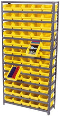 Quantum Storage - 4,200 Lb Capacity, 12" Deep x 36" Wide x 75" High, Steel Floor Rack - 1 Side, 36 Black Polyethylene/Polypropylene Bins - Apex Tool & Supply