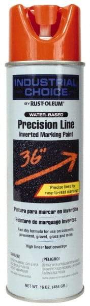Rust-Oleum - 17 fl oz Orange Marking Paint - 600' to 700' Coverage at 1" Wide, Water-Based Formula - Apex Tool & Supply