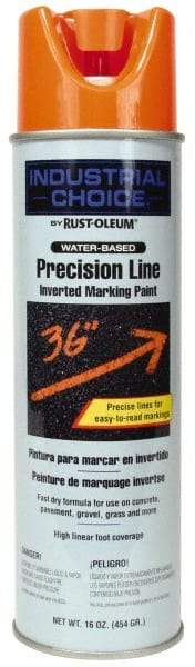 Rust-Oleum - 17 fl oz Orange Marking Paint - 600' to 700' Coverage at 1" Wide, Water-Based Formula - Apex Tool & Supply