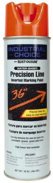 Rust-Oleum - 17 fl oz Orange Marking Paint - 600' to 700' Coverage at 1" Wide, Water-Based Formula - Apex Tool & Supply