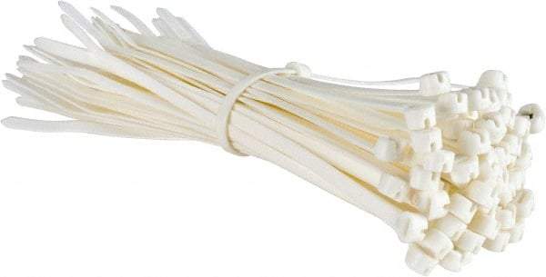 Thomas & Betts - 7.31" Long White Nylon Standard Cable Tie - 50 Lb Tensile Strength, 1.33mm Thick, 10" Max Bundle Diam - Apex Tool & Supply