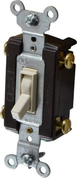 Pass & Seymour - 4 Pole, 120 VAC, 15 Amp, Specification Grade, Toggle, Wall and Dimmer Light Switch - 1-1/4 Inch Wide x 3.281 Inch High - Apex Tool & Supply