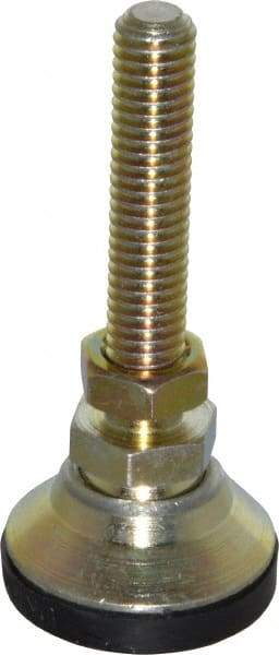 J.W. Winco - 3/8-16 Bolt Thread, Studded Pivotal Stud Mount Leveling Pad & Mount - 2,850 Max Lb Capacity, 1-1/4" Base Diam - Apex Tool & Supply