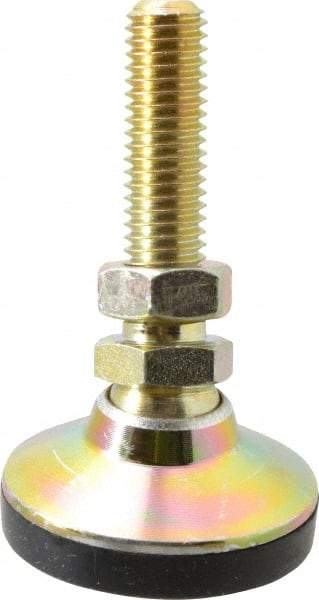J.W. Winco - 1/2-13 Bolt Thread, Studded Pivotal Stud Mount Leveling Pad & Mount - 3,750 Max Lb Capacity, 1.88" Base Diam - Apex Tool & Supply