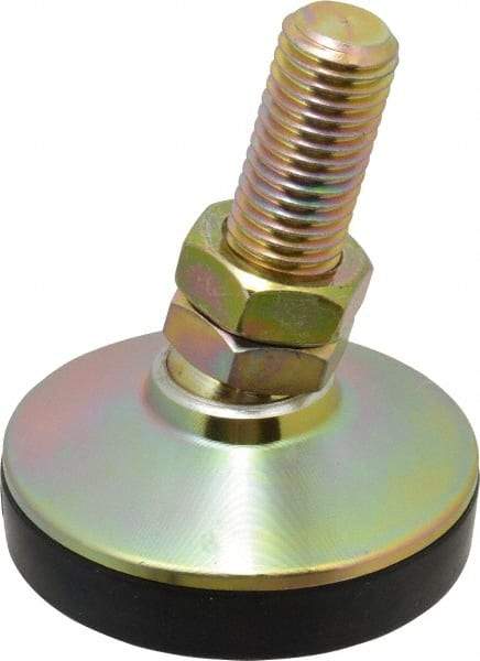 J.W. Winco - 3/4-10 Bolt Thread, Studded Pivotal Stud Mount Leveling Pad & Mount - 5,550 Max Lb Capacity, 3" Base Diam - Apex Tool & Supply