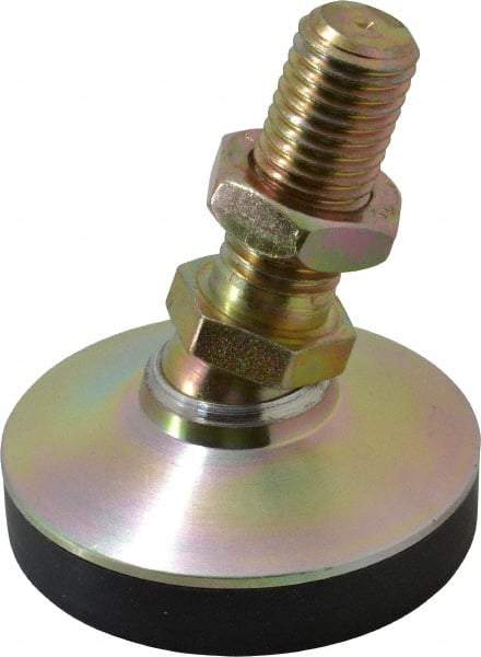J.W. Winco - M20 x 2.5 Bolt Thread, Studded Pivotal Stud Mount Leveling Pad & Mount - 2,071 Kg Capacity, 76mm Base Diam - Apex Tool & Supply